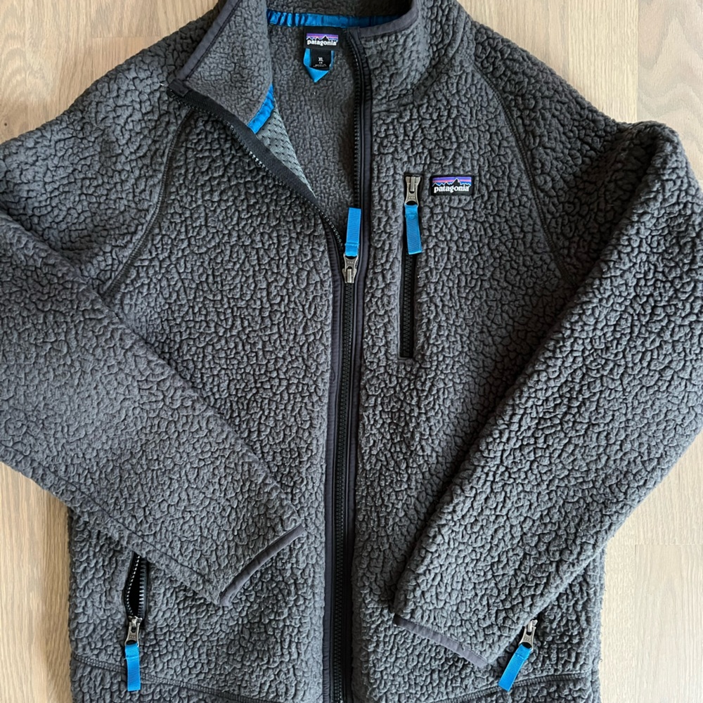 Patagonia size XL/14 boys zip up fleece gray